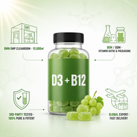 Gummies véganes OEM/ODM Vitamine D3+B12 - Compléments multivitaminés pour la santé des os et des muscles, 60 unités pour adultes