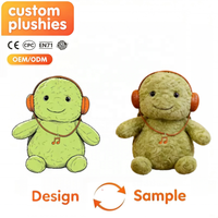 Peluche tortue personnalisée avec écouteurs, tortue verte douce, peluche animale, cadeau en peluche pour enfants, OEM ODM personnalisé, vente en gros