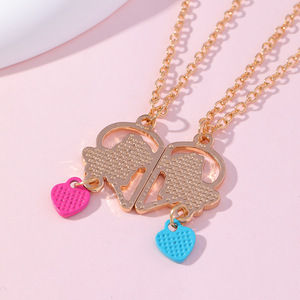 Set di 2 simpatiche collane di cane a forma di cuore per le donne BFF buon amico gioiello a maglia ciondolo catena per coppia <span class=keywords><strong>amicizia</strong></span> - Product Image 6