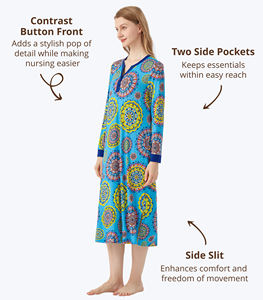 Conjunto de Pijama de Fibra de Bambú para Mujer, con Estampado Animal/Sólido Personalizado, Cuello Redondo, Cintura Elástica y Mangas Cortas - Product Image 4