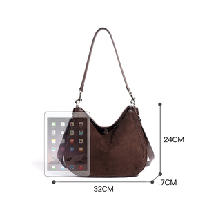 Sac sous le bras en daim souple de qualité supérieure, sac hobo vertical minimaliste, sac à main en cuir véritable grande capacité pour la vente au détail en <span class=keywords><strong>boutique</strong></span> - Product Image 5