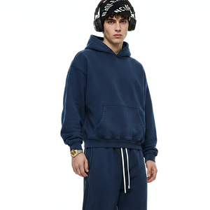 Custom Logo Heavyweight 450GSM 100% Cotton Solid Color Fleece <b>Vintage</b> Acid Washed Streetwear <b>Oversized</b> Men's Hooded <b>Sweatshirt</b> - Product Image 3
