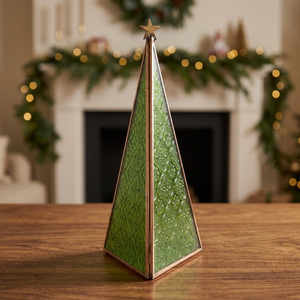 <b>Christmas</b> Decoration High Quality Brass Glass Classic Triangular Polished Finished Handmade LED <b>Lights</b> <b>Battery</b> Operated Pine - Product Image 3