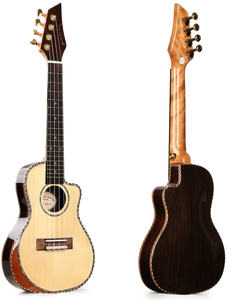 Ukelele de concierto de 24 pulgadas de alto grado al por mayor-Patrón de cereza oriental, abeto sólido, Estilo Hawaiano, OEM/soporte personalizado - Product Image 1