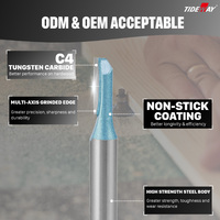 TIDEWAY Fraise droite en carbure de tungstène pour le travail du bois CNC, fraise à une dent, revêtement TiN, personnalisable OEM/ODM