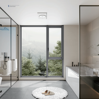 Fenêtres à battants verticaux à ouverture vers l'extérieur en aluminium avec cadre en alliage d'aluminium et verre trempé double vitrage imperméable personnalisé pour salle de bain