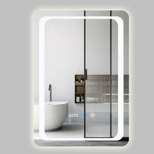 Fullkenlight cermin kamar mandi tabung fluoresens bercahaya led, cermin kamar mandi tanpa bingkai