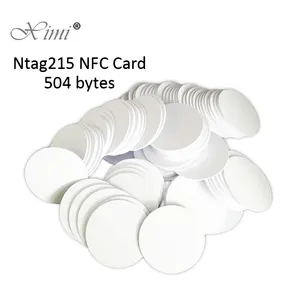Etiqueta de moneda NFC 215, 13,56 MHz, 215 tarjetas, RFID, ultraligeras, 25 mm de diámetro, caja redonda, 10 Uds.