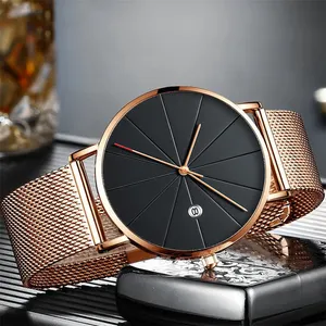 Jam tangan Quartz untuk pria, arloji kuarsa kalender bisnis baja tahan karat 2021, jam tangan modis mewah OEM tahan air untuk pria