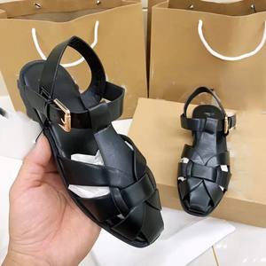 Sandalias Romanas Planas Tejidas Estilo Coreano para Mujer, Tendencia de Moda Otoñal, Cierre Deslizante, Estilo Informal para Exteriores - Product Image 2