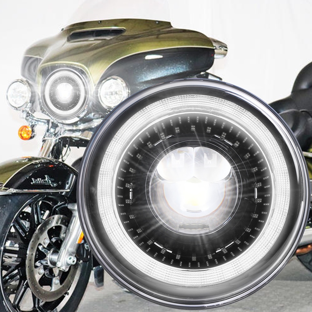 Faro LED De 7 Pulgadas Cromado Para Harley Softail Street Glide - Estilo Vintage