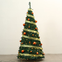 Sapin de Noël Artificiel Pliable et Écologique 2026 de Haute Qualité, 4/5/6/7 pieds, Pré-éclairé par LED, Moderne, Fait Main, en Pin, Autoportant et Pop-up
