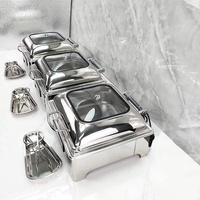Luxuriöser Elektrischer Edelstahl 6L Chafing Dish Speisenwärmer mit Glasabdeckung für Buffets, Partys, Gewerbe, Hotels und Restaurants