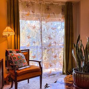Exquisita mariposa del sudeste asiático, cortinas transparentes de colores brillantes, ventana elegante delicada para la sala de estar, ropa de cama - Product Image 4