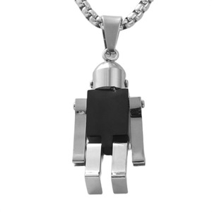 <b>Titanium</b> Steel Robot Pendant Men's Stainless Steel Necklace Cartoon Geometric Retro Punk Hip Hop Style 120111 - Product Image 1