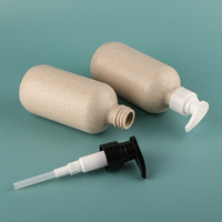Bouteille en plastique de paille de blé écologique personnalisée, vide, durable, pour cosmétiques, shampoing, lotion, avec pompe