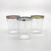 Vasos de Plástico Desechables Transparentes de 10oz con Borde Plateado para Fiestas y Bodas