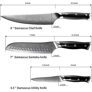 <span class=keywords><strong>Couteau</strong></span> <span class=keywords><strong>de</strong></span> <span class=keywords><strong>chef</strong></span> <span class=keywords><strong>de</strong></span> cuisine <span class=keywords><strong>Santoku</strong></span> ultra-tranchant <span class=keywords><strong>de</strong></span> 7 pouces avec lame en acier damas <span class=keywords><strong>de</strong></span> 67 couches et manche G10 fait à la main - Product Image 4