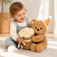 Panier de fleurs personnalisé, ours en peluche, bouquet, poupée en peluche, coussin doux, cadeau pour enfants et filles, faible MOQ, vente en gros OEM