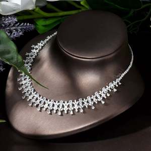 HIBRIDE, conjunto de collar pavimentado de Zirconia cúbica blanca, conjunto de joyería africana de compromiso de lujo para mujer, accesorios nupciales de boda - Product Image 5