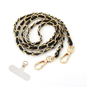 Cordino Universale Rimovibile con Clip Distanziatrice, Supporto per Telefono Cellulare <span class=keywords><strong>a</strong></span> <span class=keywords><strong>Tracolla</strong></span>, Catena per Telefono in Metallo e Pelle con Patch - Product Image 1
