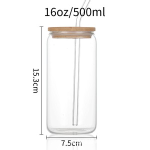 Vente en gros de 20 oz verres en verre paille à couvercle en bambou à l'esthétique unique avec canette de soda-lime pour <span class=keywords><strong>café</strong></span> cadeau d'anniversaire de <span class=keywords><strong>maman</strong></span> - Product Image 6