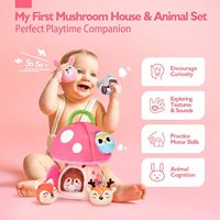 Mi Primer Set de Juguetes de Peluche Casa de Hongos, Set de Juego Sensorial Educativo Montessori de Animales del Bosque de Peluche