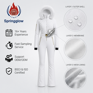 Combinaison <span class=keywords><strong>de</strong></span> ski pour femme, blanche, sur mesure, imperméable, en fausse fourrure, combinaison <span class=keywords><strong>de</strong></span> ski une pièce, vêtements <span class=keywords><strong>de</strong></span> ski et <span class=keywords><strong>de</strong></span> neige pour femme - Product Image 2