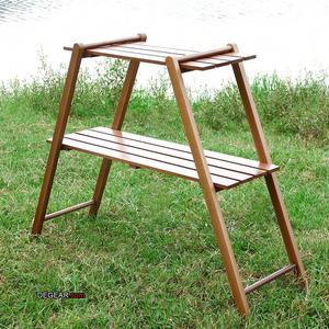 Double <b>Shelf</b> <b>Beech</b> Walnut <b>Shelf</b> for Placing Items Easy to Carry Easy to Fold Outdoor Places <b>Shelf</b> for Camping - Product Image 3