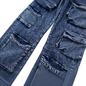 Pantalones Vaqueros Cargo de Cintura Alta para Hombre, Corte Holgado, Estilo Utilitario, Lavado a la Piedra, con Múltiples Bolsillos, para Otoño - Product Image 3