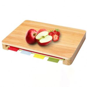 Multi Functional Beech Wooden Chopping <b>Board</b> Index 5 Pcs Kitchen Cutting <b>Board</b> Set with Color Coded Flexible Cutting <b>Mat</b> - Product Image 6