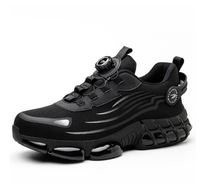 Bottes de travail industrielles pour hommes, respirantes, anti-écrasement, avec embout en acier, chaussures de sécurité à bouton automatique, chaussures de sécurité