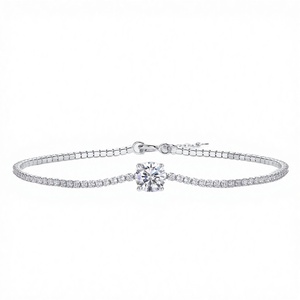Fine Jewelry 1 Carat Moissanite Women's <b>Charm</b> Bracelet S925 Sterling <b>Silver</b> Rhodium Plated GRA Certified Luxury Wedding - Product Image 3