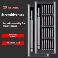 Kit d'Outils de Réparation de Poche 24-en-1 Magnétique de Précision pour Ordinateur Portable, PC et Téléphone Portable, avec Coffret ABS et Poignée en Aluminium OEM