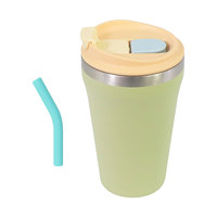 Mug à café isotherme en acier inoxydable à double paroi de 16 oz avec couvercle 2-en-1 et paille intégrée pour boire directement, tasse isolée de 12 oz.