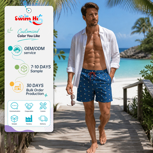 Custom Beach Shorts Men Drawstring Waist Pockets Swimming Trunks Board Short Surfing Beachwear OEM ODM Manufacturer