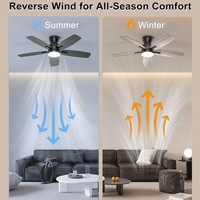 Ventilateur de plafond moderne avec lumière, télécommande, 3 couleurs LED à intensité variable, 6 vitesses, moteur DC réversible, 5 pales droites, pour salle de bain