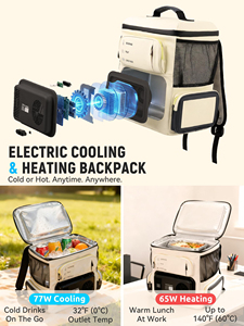 Portable <b>Cooler</b> Bag 16Qt, 32.F Cooling & 140.F Warming, 12V Car Plug in Refrigerator <b>Cooler</b> with 110V <b>AC</b> Adapter for Camping - Product Image 4