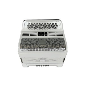 JB3412C strumento musicale a fisarmonica 34 pulsanti 12 bassi 3 registri bianco brillante con tasti Grill argento conformazione diatonica - Product Image 3