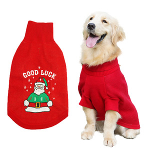 Pull de Noël pour chien, épais, tenue d'hiver pour grands chiens, Golden Retrievers, motif Père Noël rouge - Product Image 1
