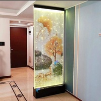 Panneau mural à bulles d'eau moderne en acrylique avec motif floral dansant, éclairage LED RGB personnalisable, cadre multifonctionnel, séparateur de pièce