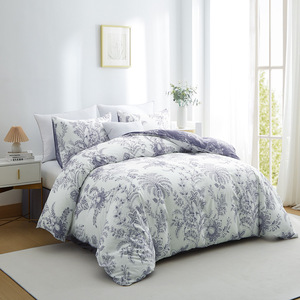 סט מצעים פוליאסטר בגודל קווין אירופאי ואמריקאי סִגְנוֹן 3PCS סט מצעים מודפס דיגיטלי כיסוי שמיכת פוך פרחוני עם ציפית רכה - Product Image 2