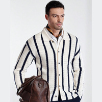 Cardigan en tricot pour homme, hiver, anti-plis, anti-boulochage, motif rayé vintage, boutonné devant, décontracté, manches longues, mode ODM