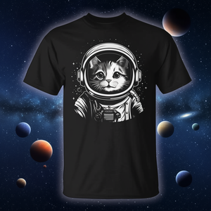 T-shirt Gatto Astronauta per Bambini, T-shirt Gatto Spaziale, T-shirt Gatto Mamma, T-shirt Gatto Papà - Product Image 3