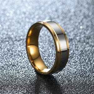 Alta calidad 6mm 4mm diseño Simple Electroplate par de anillo de acero de titanio