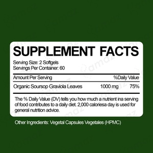 Amaz OEM Organic <strong>Graviola</strong> Soursop Leaf Softgel <strong>Capsules</strong> Private Label Immune and Gut Health Supplement <strong>Graviola</strong> Soursop Softgel - Product Image 2