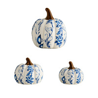 Décoration d'entrée de bureau d'Halloween en porcelaine bleue et blanche tricolore de style nordique créatif en forme de citrouille