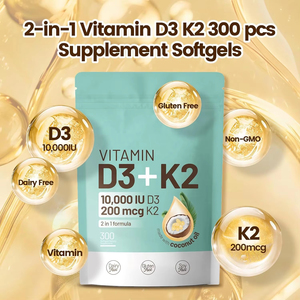 Cápsulas Blandas de Vitamina D3 K2 con Aceite de Coco, Complejo VIT D y K, Favorece la Absorción de Calcio, Salud Ósea, Inmunológica y Cardíaca, para Adultos, 300 Unidades - Product Image 5