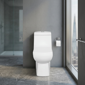 WC monobloc en céramique à double chasse d'eau, à poser au sol, avec réservoir encastré, pour usage domestique et commercial - Product Image 4