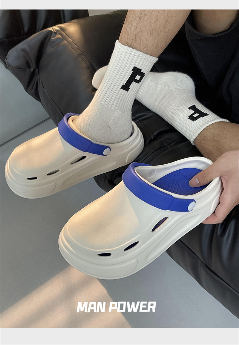 Summer Mens Rubber Garden Shoes EVA Beach Shoes Platform Clogs Outdoor Garden Slides